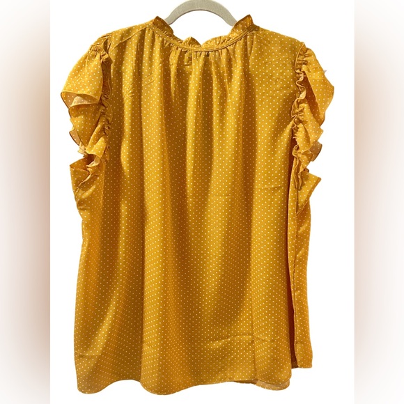 Jules & Leopold Mustard Polka Dot Ruffle Sleeve Blouse 3X NWT - Picture 2 of 10